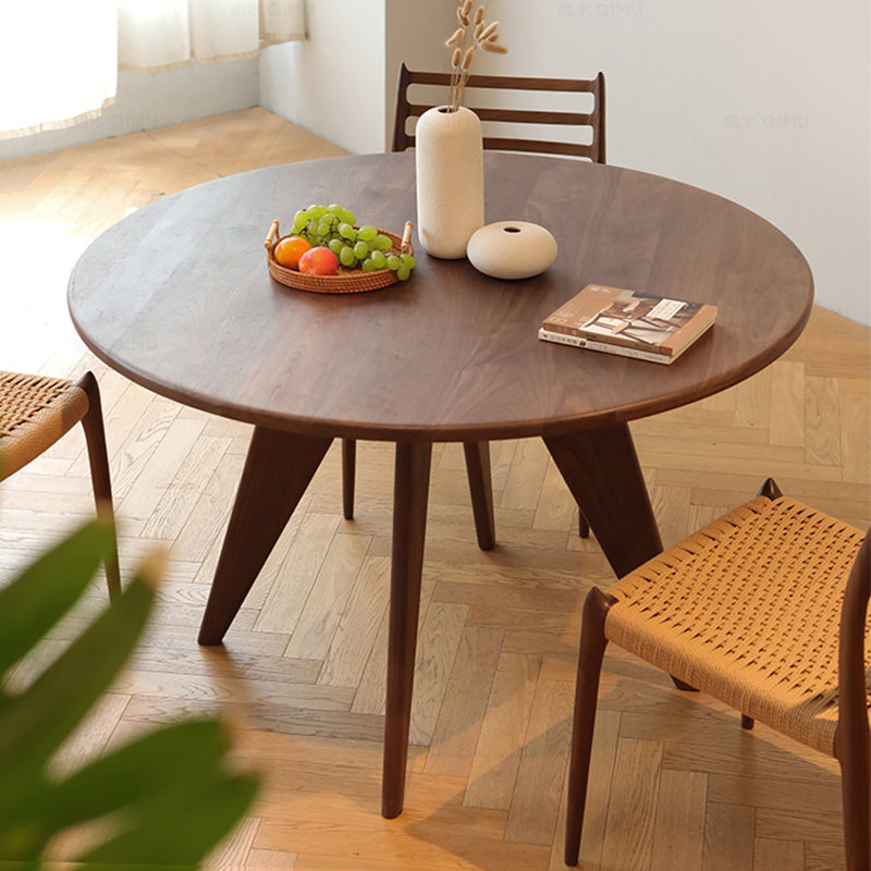 HomeLuxea Ash Wood Solid Vintage Round Dining Table Wayfair